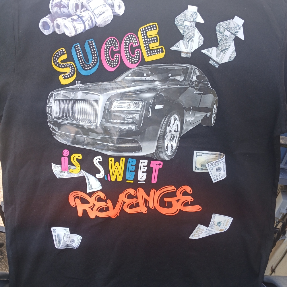 Switch Remarkable Unisex Black Graphic Tee with Car and Money Design
